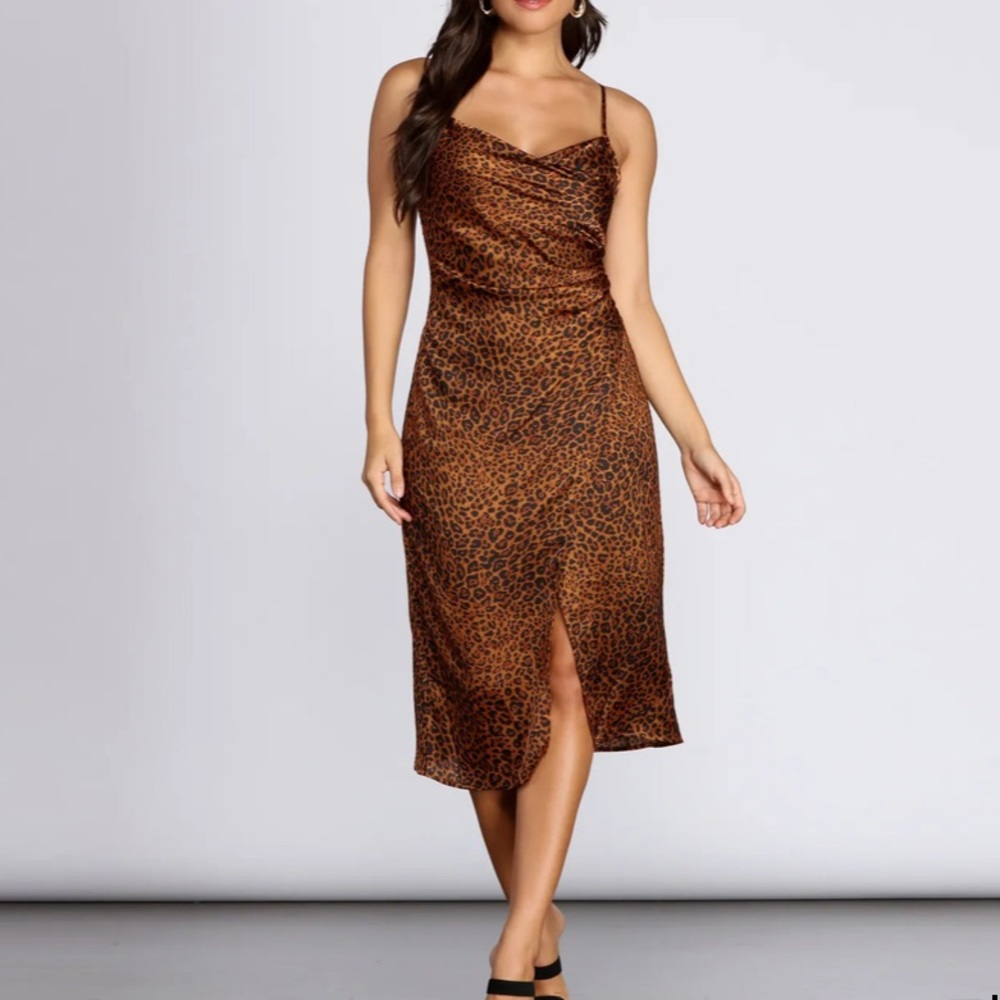 Leopard Print Midi Dress